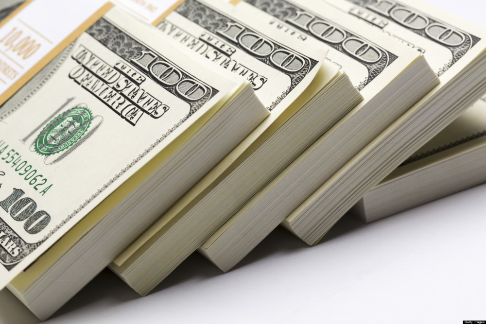 Dollars pack on white background