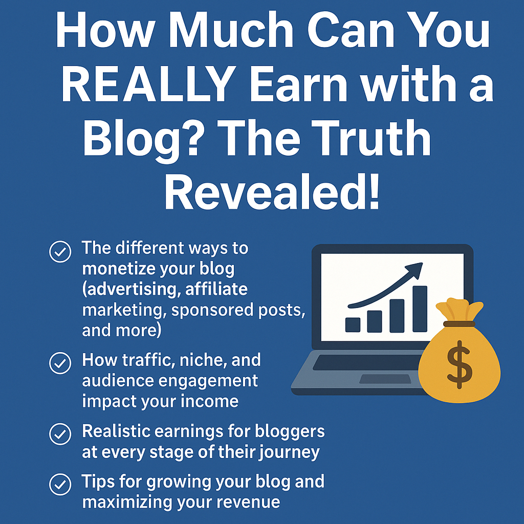 Illustration of a laptop with a green dollar coin, symbolizing blog monetization and digital income opportunities.