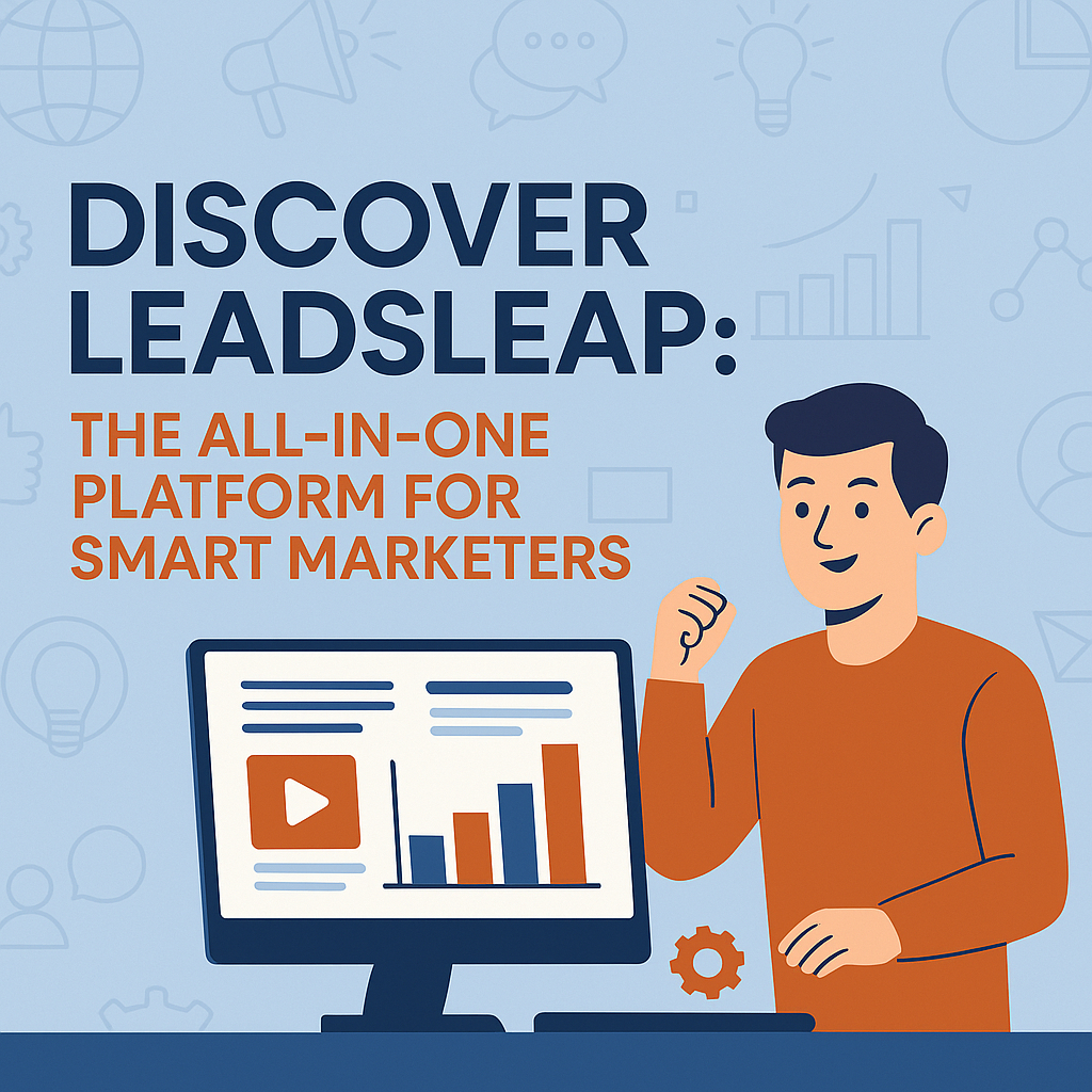 A marketer using digital tools and analytics on a computer screen representing the LeadsLeap platform for online marketers.