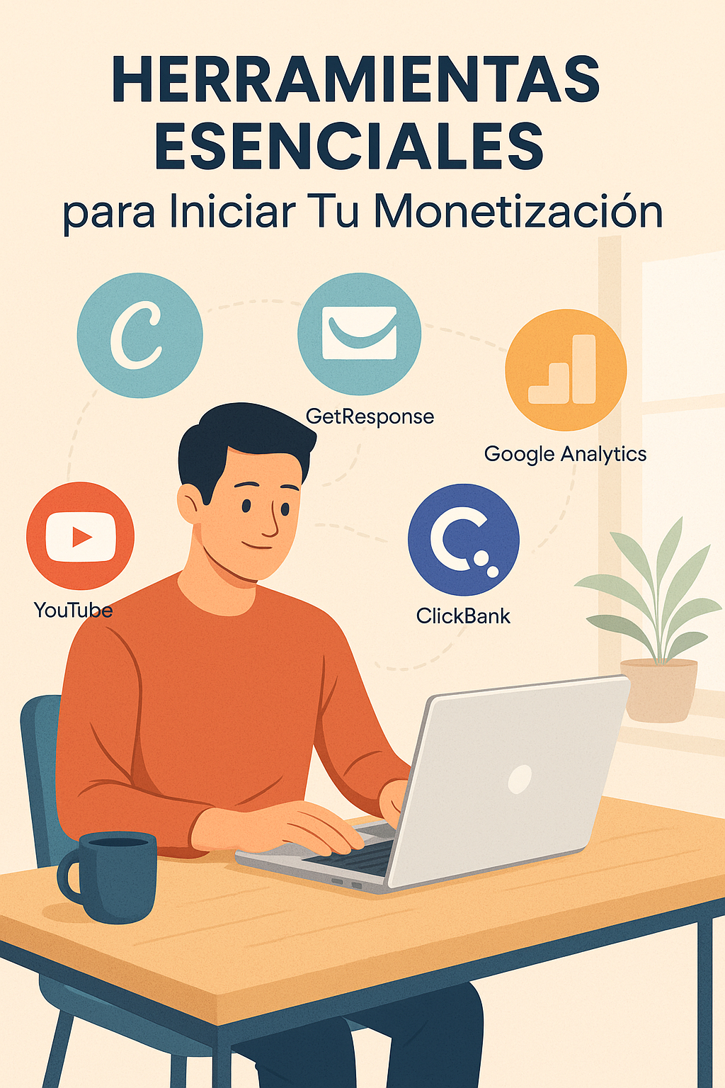 Emprendedor digital usando herramientas para monetización online.