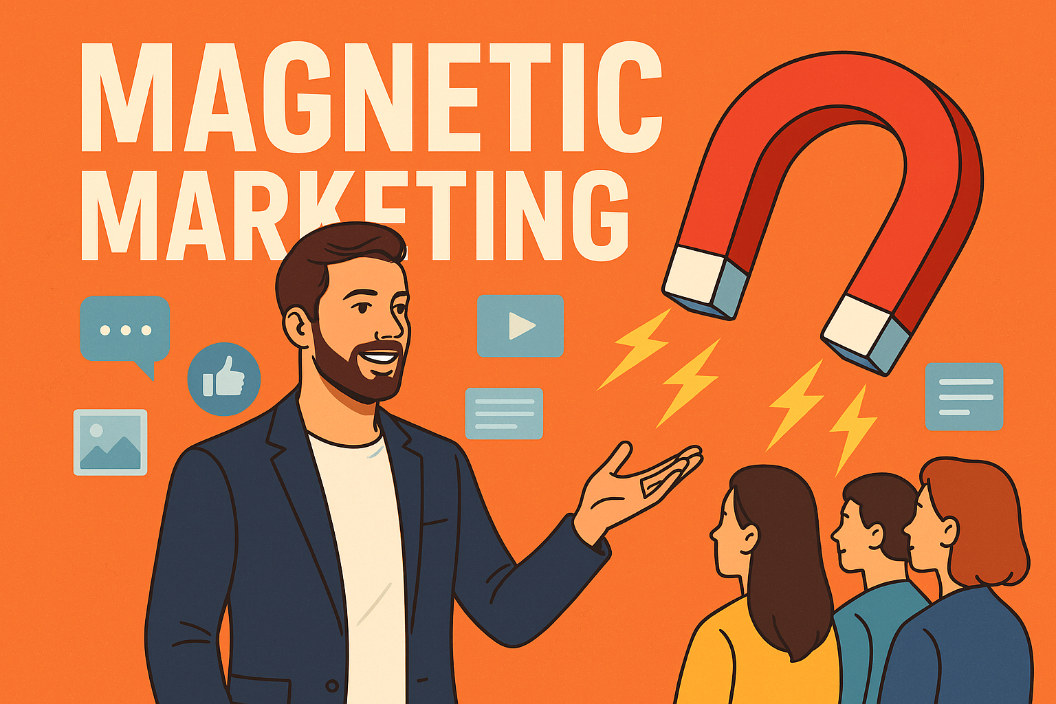 Estrategia de Magnetic Marketing para atraer clientes mediante liderazgo, valor y conexión emocional.