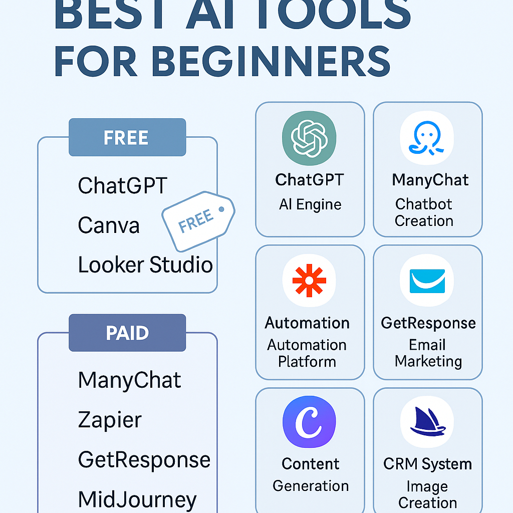 List of recommended AI tools for starting an automation business