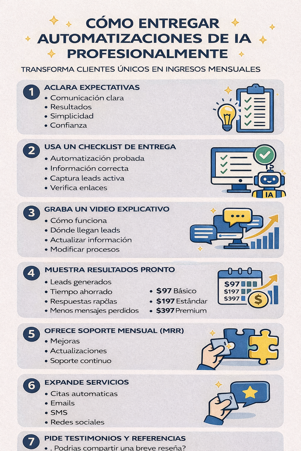 Infografía sobre entrega y retención de clientes de IA