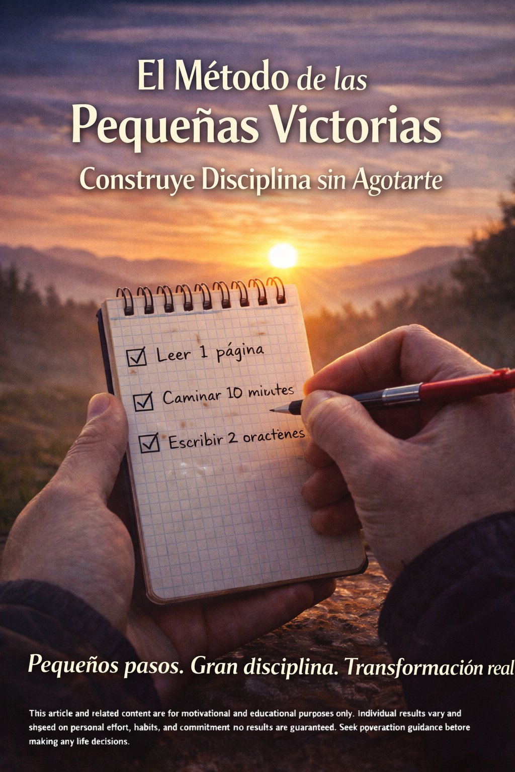 Mano marcando pequeñas tareas en una lista, simbolizando progreso constante mediante pequeñas victorias.