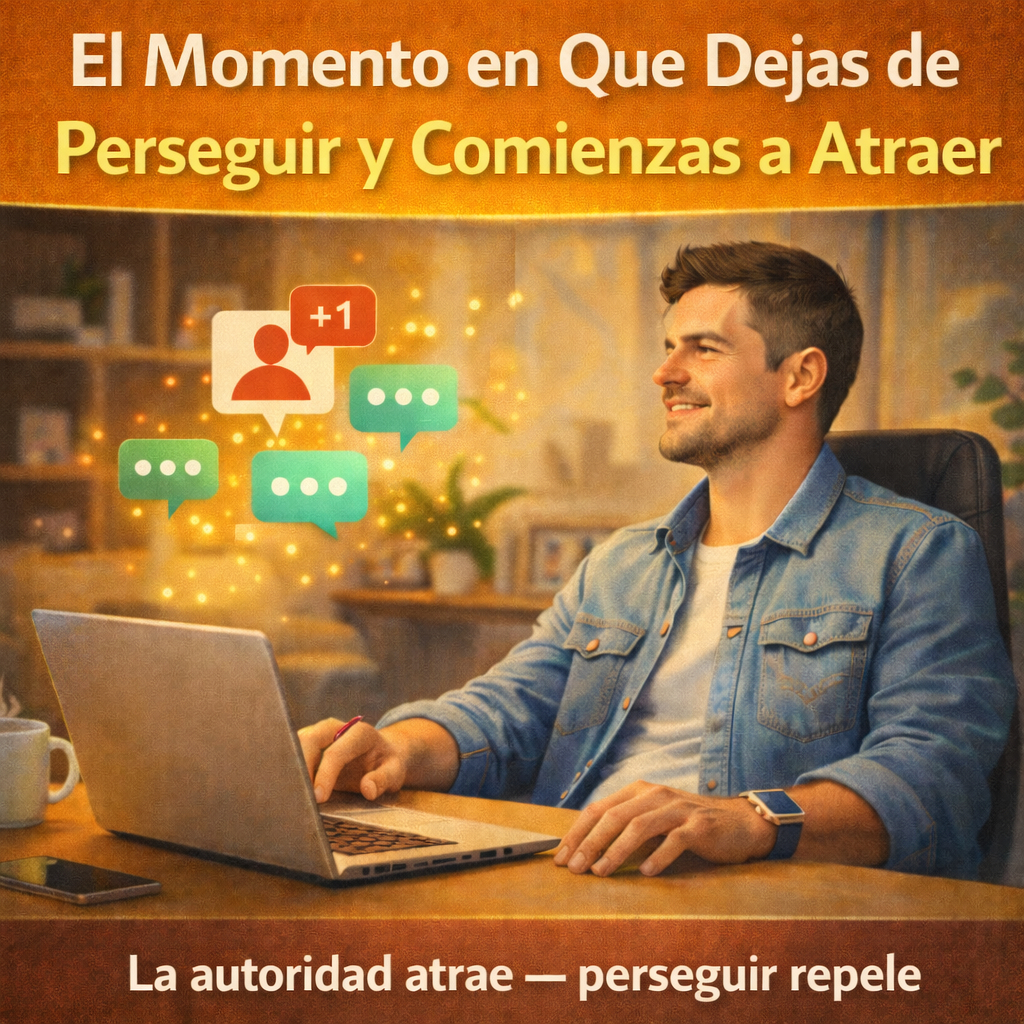 Afiliado seguro de sí mismo atrayendo prospectos de forma natural en internet