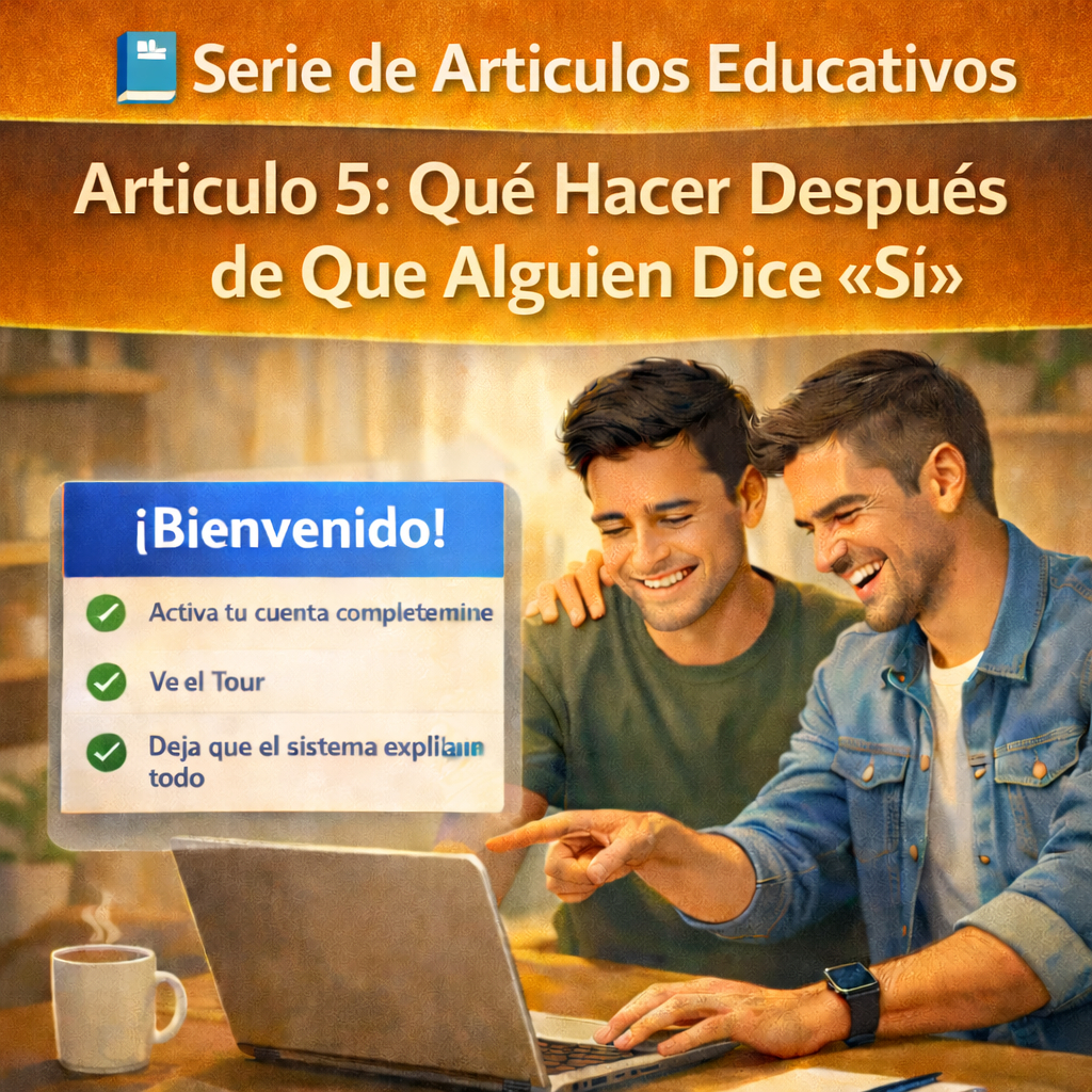 Líder dando la bienvenida a un nuevo miembro en un negocio online