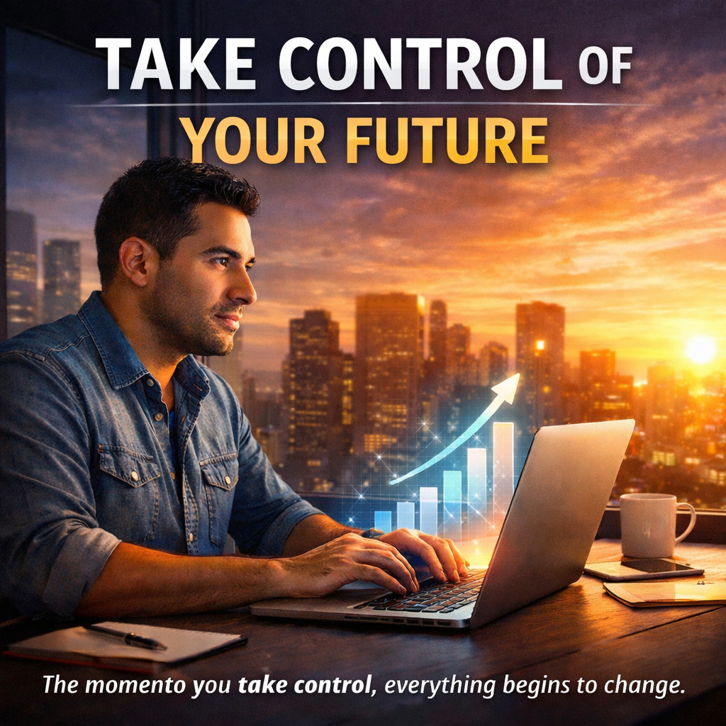 Digital entrepreneur taking control of income and future online