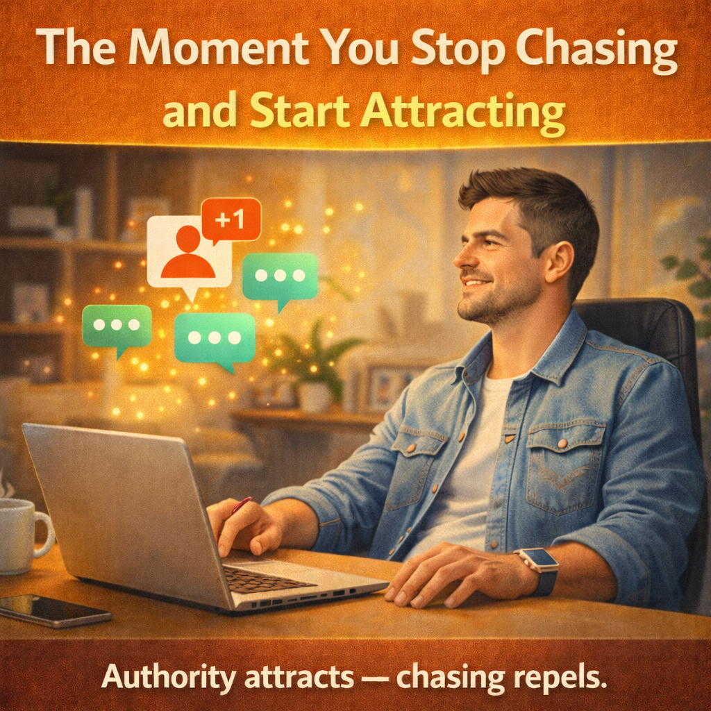 Confident affiliate marketer attracting prospects naturally online