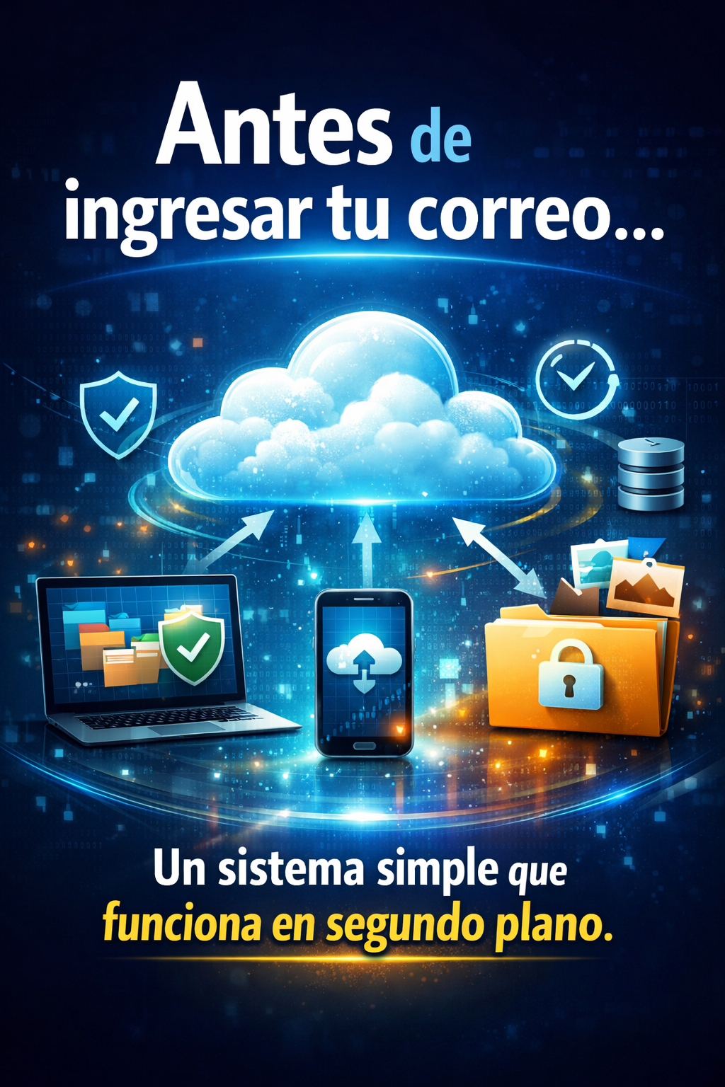 Sistema digital automático protegiendo archivos en segundo plano