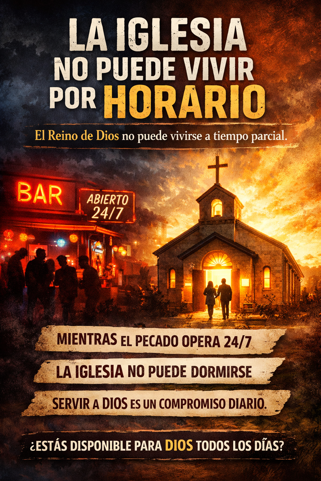 Artículo cristiano sobre la necesidad de que la Iglesia viva con compromiso diario, obediencia y fuego espiritual más allá de los servicios dominicales.