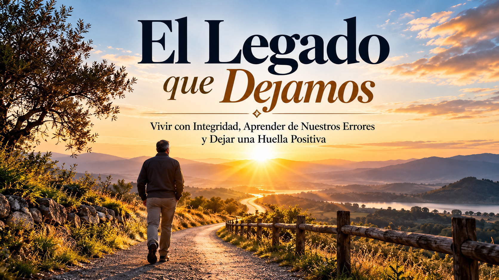 Persona caminando hacia el amanecer por un sendero, como símbolo del legado personal y de una vida guiada por la integridad.