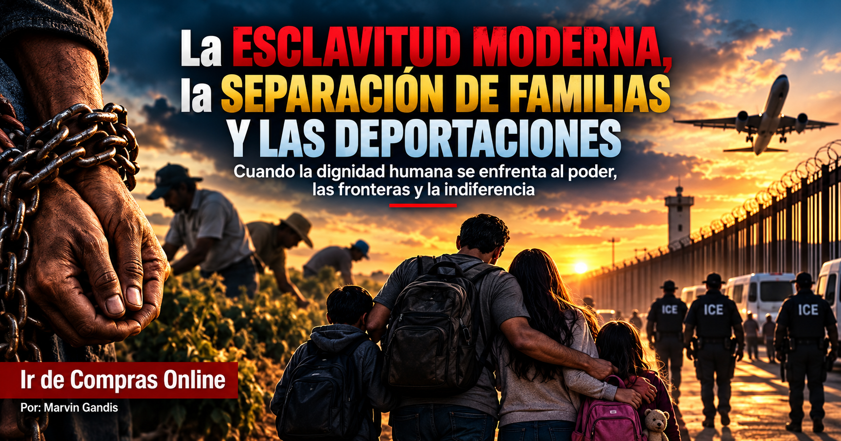 Ilustración conceptual de una familia separada por una barrera, simbolizando el impacto humano de la migración y las deportaciones.